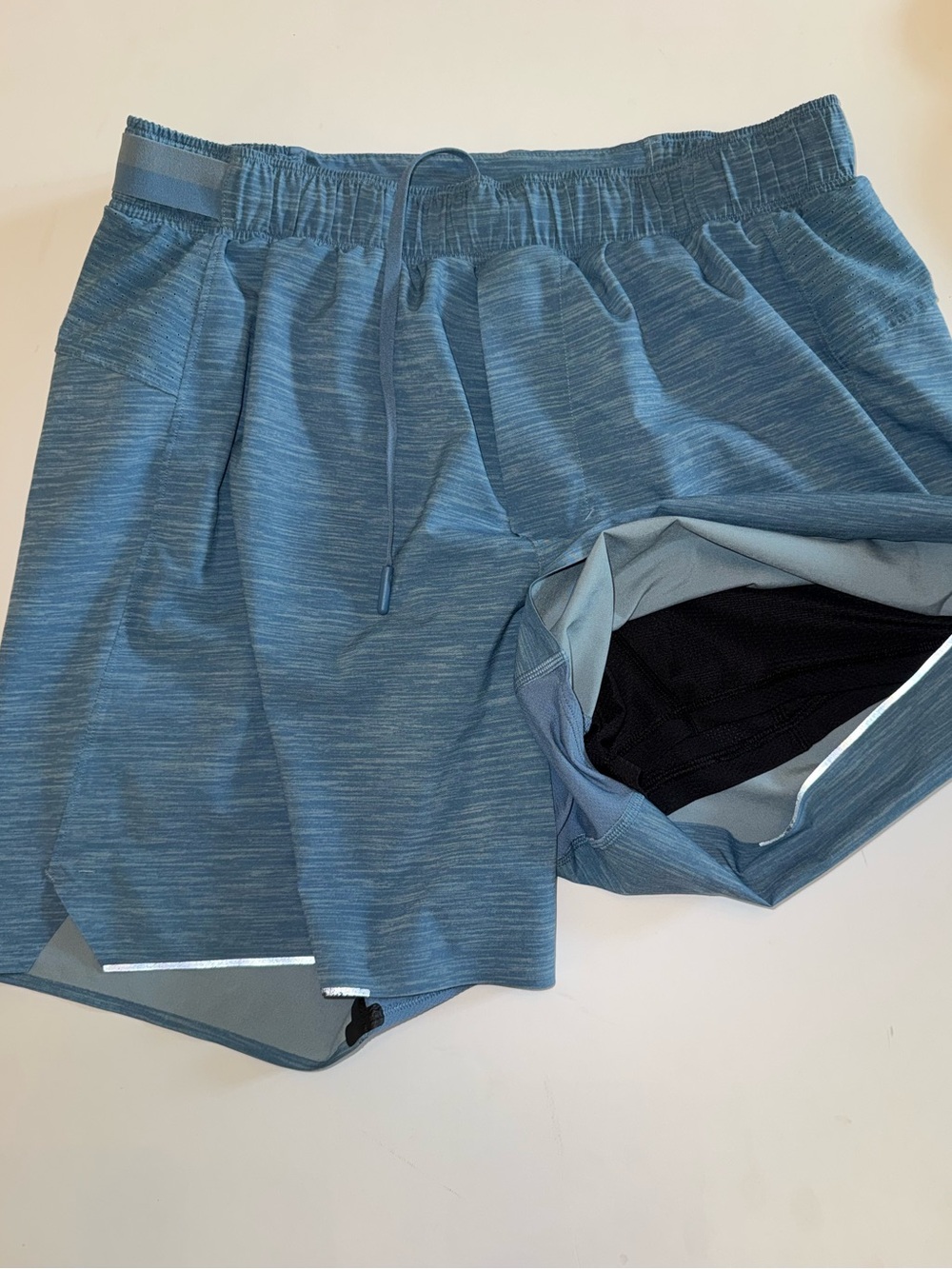 Lululemon Surge Short *Liner 6" Heather Allover Blue Cast Utility Blue Med - Picture 8 of 11